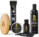 The Beard Club Grooming Bundle: Trimmer for menn og omsorg Kit - Inkluderer trådløs elektrisk trimmer, Straight Edge Razor, Shampoo, Cedar Balm & Olje, Børste - 8 Guider, 45 Lengder