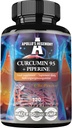 APOLLO'S HEGEMONY Curcumin 95 + Piperine 302mg per kapsel, høy styrke Turmeric Root Extract 95%, 120 Vegan Capsules, 4 måneders forsyning, for optimal digestion og forbedret absorpsjon
