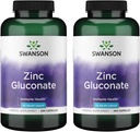 Swanson Zinc Gluconate - Mineral Supplement som fremmer prostate helse, visjon helse, og immun støtte - Gluconate Form for optimal absorpsjon - (250 kapsler, 50 mg hver) (2 pakke)