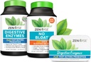 Zenwise Helse Bliss Bundle Digestive Enzymes + No Bloat + Gratis Reise Tin - før og etter måltid Digestive Rutine med enzymer og probiotika for Digestion