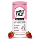 Wonderbelly Antacid, Effektiv Heartburn og Instant Acid Indigestion Relief, Extra styrke Chewable tabletter, 1000 mg kalsiumkarbonat, Ingen Talc eller Dye, Jordbær Melkeshake, 120 greve