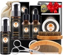 XIKEZAN Beard Kit for menn Grooming & Care w/Beard Conditioner, Vaske, Olje, Balm, børste, Comb,Fødselsdag Fars Valentiner Gaver for menn Han Far ektemannen kjæresten jul gaver menn strømper Stuffers