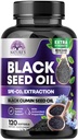 Svart Seed Oil Capsules 1000mg med thymoquinon - ren nikkella sativa for hud helse og immun støtte, 100% svartfrøolje, Amazing ekstraksjon over kaldt presset svart cumin frø - 120 Softgels