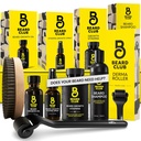 The Beard Club Advanced Beard Growth Kit - Derma Roller, Growth Oil, Vitaminer og Vitamin Spray, Shampoo og Boar Brush - Gavesett - Cedar