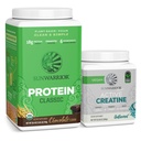 Sunwarrior Brown Rice Protein Powder Plant-basert ® Sjokolade 30 serveringer og kreatin Monohydrat pulver ® Micronisert Unflavored, 60 serveringer