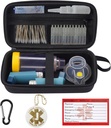 MGZNMTY Reisebærende tilfelle Kompatibel med Astma Inhaler Spacer for voksne og barn, Masker, Innåndingsholder med Astma Alert Tag og medisinsk kort, Carabiner (kun tilfelle) (svart)