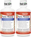 Vital jordmineraler Fulvic Minerals Liquid - Fulvic Acid Supplement med 70+ Spor Mineraler, Elektrolyser for energi og vitalitet, 32 Oz Ea + 1 Oz Cup