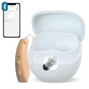 RIC enkelt høreapparat for seniorer , CUSTOM FIT Digital Over-The-Counter Oppladbar Tinnitus maskering Premium høreapparat løsning for voksne, Nearly usynlig Bluetooth Call Aktivert, Auto-On, 1pc venstre side