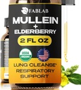 FabLab Mullein Leaf ekstrakt med Elderberry 2 Fl Oz - laget i USA - Drops for bedre Lung - Mullein Tinktur for Lung Detox - Bronchial Cleanse for røykere - Respiratorisk Herbal Supplement