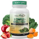 MoxyVites vitamin B-kompleks - B-vitaminer hele mattilskudd, B12 Metylcobalamin, B1, B2, B3, B5, B6, B7, B9 - for stress, energi og immunstøtte, Vegansk, 120 Kapsler