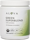 Alaya Organic Super Greens Powder - Premium Grønn Juice Superfood Supplement pulver - Adaptogens, Antioksidanter & Probiotika Blanding - USDA Organic, Non-GMO, Vegan - 30 Services (Uslavored)