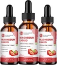 (3 Pack) Magnesium Glykinat flytende dråper, høy absorpsjon Magnesium væske med bromelain, vitamin B6 C D, magnesium Supplement for barn og voksne, natt og muskel støtte, Jordbær Flavor