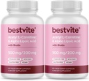 BESTVITE Acetyl L-karnitin 500mg & Alpha Lipoic Acid 200mg per kapsel med Biotin (240 vegetariske kapsler) (120 x 2) - Ingen stearates - Vegan - ikke GMO - Glutenfri