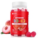 Vitamin D3 K2 Gummies - 90 greve sukker gratis vitamin D3 9000 IU + K2(MK-7) 90mg for bein og immun helse, vegansk Chewable K2 D3 Vitamin Supplement for kvinner menn (Peach Flavor)