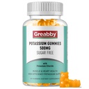 Kalium Gummies, Kaliumkloride for voksne, 60 serveringer, sukkerfri kaliumtilskudd, muskel relief og hjerte helse for kvinner menn, Electrolyte Balance, Effektiv Kaliumforsyning