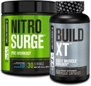 Jacked Factory Nitrosurge Pre-Workout i blå bringebær og bygge XT Muscle Building Bundle for menn og kvinner