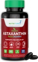 Astaxanthin 12mg Vegan Softgels – høy potens Antioksidant for hud, øye og immun støtte – ikke-GMO, fri for gluten, soya, galaktose og BSE, 60 Vegan Softgels, 2-måneders Supply