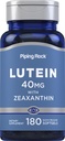 Piping Rock Lutein og Zeaxanthin Supplement | 40 mg | 180 Softgels | Øyevitaminer fra Marigold Blomsterekstrakt | Ikke-GMO, Glutenfri