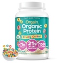 Orgain organisk vegansk proteinpulver, fruktig cereal - 21g plantebasert protein, 8g prebiotiske fiber, lavnett karbohydrat, ingen Laktose ingredienser, Ingen ekstra sukker, ikke-GMO, For rist og smoothies, 2,03 lb