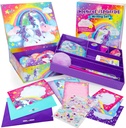 Originalt papir Unicorn Letter Writing Kit - 45-Piece flerfarget papir og klistremerke sett med lilla lagringsboks - papir og brevpapir for jenter