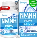 NMNH (Dihydronotinamid Mononukleotid) NMN Alternativt Supplement, 500 mg Per Serving NAD Supplement for å øke NAD+ Nivåer, for Anti Aging, Energi, Immunitet, Fokus, 60 Vegan Kapsler