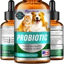 Premium Probiotika for hunder, katter - Digestive enzymer og prebiotika Supplement - Hjelper til å lindre diarré, diarré, upset magen, gass, forstoppelse og dårlig ånde - støtter Digestive System - 2 Fl Oz