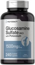 Horbäach Glukosamin Sulfat 1500 mg | 240 kapell | 2KCI med Kalium | Ikke-GMO og Glutenfri Supplement