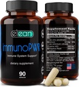 ELEAN Immuno PWR-beriket med sink, selen, aminosyrelysin og astragalus rotekstrakt for kollagensyntese, Thyroid helse, Mineral støtte, energi og immun Helse 90 Veg Kapsler.