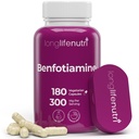 LongLifeNutri Benfotiamin 300mg – 180 vegetariske kapsler, 6-måneders forsyning, fett-løselige B1 Thiamin Supplement for energi og velvære, Lab testet, laget i USA
