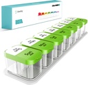 Daviky Large Weekly Pille Organizer 2 ganger om dagen, Ekstra stor reisepille 7 dag, er Pm to ganger daglig pille tilfelle, Pill Holder Container for vitamin, medisin, Supplement, Fiskeolje, BPA gratis, Grønn