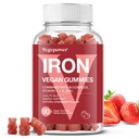 Jern Gummies Kosttilskudd for kvinner og barn - Multivitamin med vitamin C for energi støtte, Great Tasting Iron Gummy vitaminer med vitamin C for Max Absorpsjon - Vegan, Jordbær 90 Count