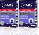 Bio360 Adult Daily Probiotic Supplement for kvinner og menn, 30 milliarder CFU, 10 Strains, organiske prebiotiske Fiber, Digestiv og immun helse, Av og til diarrea & Bloating, 30CT (2 Pack)