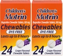 Motrin Children's Dye-Free Ibuprofen Chewable tabletter for smerte og feber, Grape, 24 greve (pakke på 2)