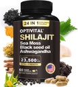 Ren Himalayan Organic Shilajit for menn og kvinner Sea Moss, Svart Seed Olje, Ashwagandha, Rhodiola & Burdock, Ginseng Cordyceps & Biloba, Nettle & Turmeric (No Fillers) (60 Caps)