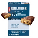CLIF BUILDERS + Koffein Protein Bars - Sjokolade Chip Cookie Dough Flavor - 20g Plant Basert Protein - Glutenfri - Ikke-GMO - lav glykemisk - Ingen kunstige søtningsstoffer - 2,4 oz. (12 Pack)
