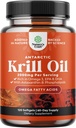 Antarctic Krill Oil 2000mg Softgels Per Serving - Omega 3 Krill Olje Supplement med EPA DHA & Astaxanthin - 3rd Party Lab Testet Ingen Gluten GMOs eller Fishy Aftertaste - 2 måneders