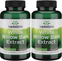 Swanson hvit Willow Bark ekstrakt - fremmer felles støtte og muskel relief - standardisert til 15% salicin - naturlig kosttilskudd med ingen mage irritation - (120 kapsler, 500 mg hver) (2 pakke)
