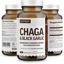 100% ekte Wild Chaga Mushroom og eldre svart hvitløk pulverkapsler — Antioksidant og immun støtte Supplement | Nordic Forest Chaga Mushrooms med svart hvitløk | Ingen fyllstoffer | 1500 mg Kapsler | 90 ct