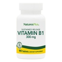 Natures Plus Vitamin B1 (Thiamin HCI), frigivelse - 300 mg, 90 vegetariske tabletter - Glutenfri - 90 Serveringer