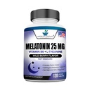 Melatonin 25mg per én tablett, 120 Chewable tablett med L-Theanine og vitamin B-6, støtter sunn søvn syklus , fremmer beroligende og hvilende søvn, Vegansk, NON GMO, laget i USA