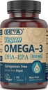 DEVA Vegansk Omega-3 DHA-EPA 300MG – Ingen Carrageenan, ikke-fish olje avledet fra Algae, Ikke-GMO, 90 Gelatin-fri softgels
