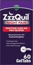 ZzzQuil Night Pain GelTabs, Natttid smerte lindring, søvnhjelp tabletter, Diphenhydramin HCl og Acetaminophen, No.1 søvnhjelp merkevare, Max styrke smertefri, 60 GelTabs