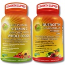 Quercetin med Bromelain, Vitamin C & Zinc + Liposomal Vitamin C 1500 mg – Immunstøtte Bundle med organisk Acerola Cherry, Camu Camu & Citrus Bioflavanoider – Vegan, ikke-GMO, Clean Wellness Support