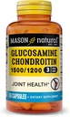 MASON NATURAL Glukosamine Chondroitin 1500/1200 med vitamin C, støtter felles helse for normal fleksibilitet og mobilitet*, 60 kapsler