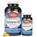 Carlson - Norsk lakseolje, 500 mg Omega-3s, Norsk lakseolje Supplement, Wild Caught Omega 3 Salmon Olje Capsules, Sustainly Sourced, Hjerne, Hjerte og felles helse, 180+50 Softgels