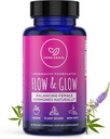 Flow og Glow Natural Hormon Balance for kvinner - PMS & Menopause Relief for Cramps, Mood Swings & Night Sweats med Donq Quai & Black Cohosh for Menopause - 60 Vegan Capsules (1 pakke)