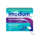 Imodium Multi-Simptom Relief Caplets med Loperamide Hydrochloride & Simeticone, Anti-Diarreal medisin for behandling av diarrea, Gas, Bloating, Kramper og trykk, lettere å åpne, 24 ct