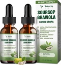 (2 pakker) Rent Soursop Graviola flytende Drop Support Digestiv hudhelse, søvn og antioksidant - Guanabana olje organisk blad eksakte Soursop bitere flytende dråper, naturlig flavor, ikke-GMO, Vegan, 4 fl Oz