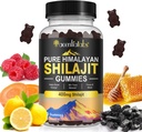Shilajit Gummies, ren Himalayan Shilajit Gummies med 100% Shilajit, Shilajit organiske gummier rik på Fulvic Acid 85+ Spor Mineraler egnet for menn og kvinner, ikke-GMO - 60 Gummy