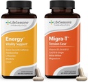 Migra-T med koffein - Migrain Prevention & Relief Supplement - Støtte for alvorlig hodepine - Reduserer lys lyd og Odor følsomhet - 120 kapsler